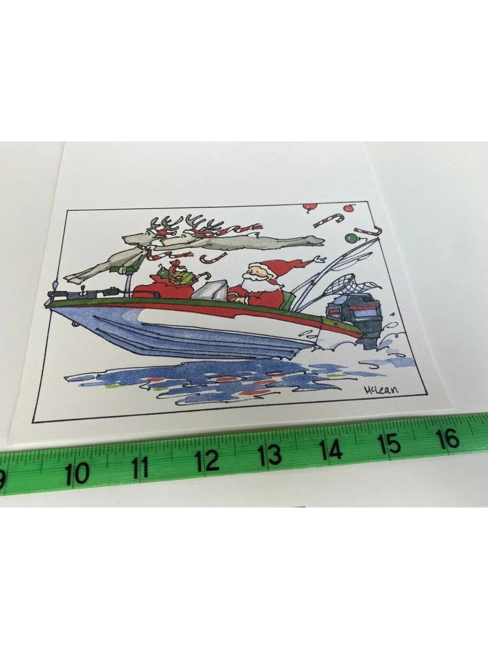 Vintage Fishing Christmas Card Lot with Envelopes Bass Cats Boat Cabin Lake